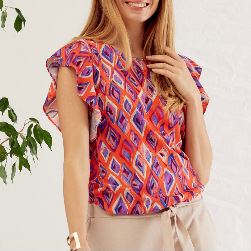 Wiskozowa bluzka Sunwear SN025-2-07 pomarańczowa - obrazek 6