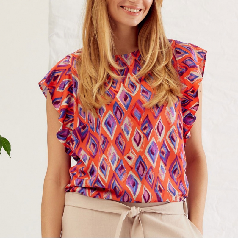 Wiskozowa bluzka Sunwear SN025-2-07 pomarańczowa - obrazek 7