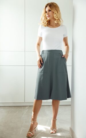 Spódnica trapezowa wiskozowa Julie szafranowa Kaskada Fashion