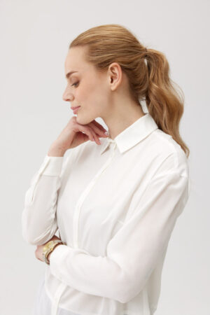 Wizytowa koszula FERIA w kolorze śmietankowej bieli