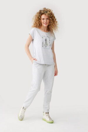 Casualowo-sportowy t-shirt FERIA w kolorze szarego melanżu