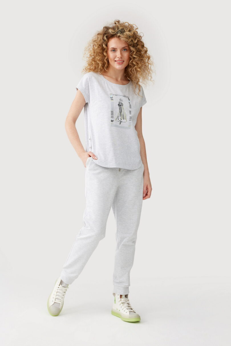 Casualowo-sportowy t-shirt FERIA w kolorze szarego melanżu