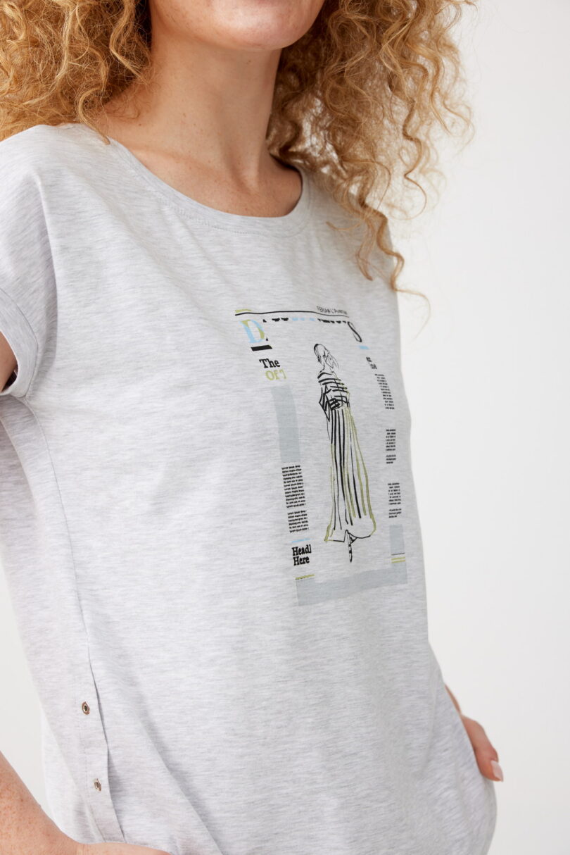 Casualowo-sportowy t-shirt FERIA w kolorze szarego melanżu - obrazek 4