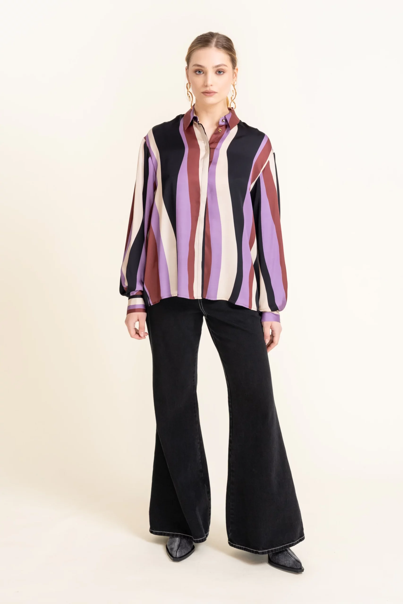 Wiskozowa koszula w pasy - BUFO cotton club - obrazek 3