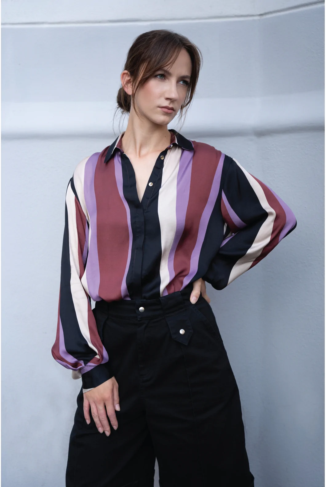 Wiskozowa koszula w pasy - BUFO cotton club - obrazek 2