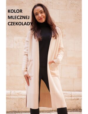 PŁASZCZ DZIANINOWY w kolorze mlecznej czekolady 1068 AL-BO COLLECTON