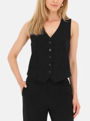 Czarna kasyczna kamizelka damska w paski Red Button