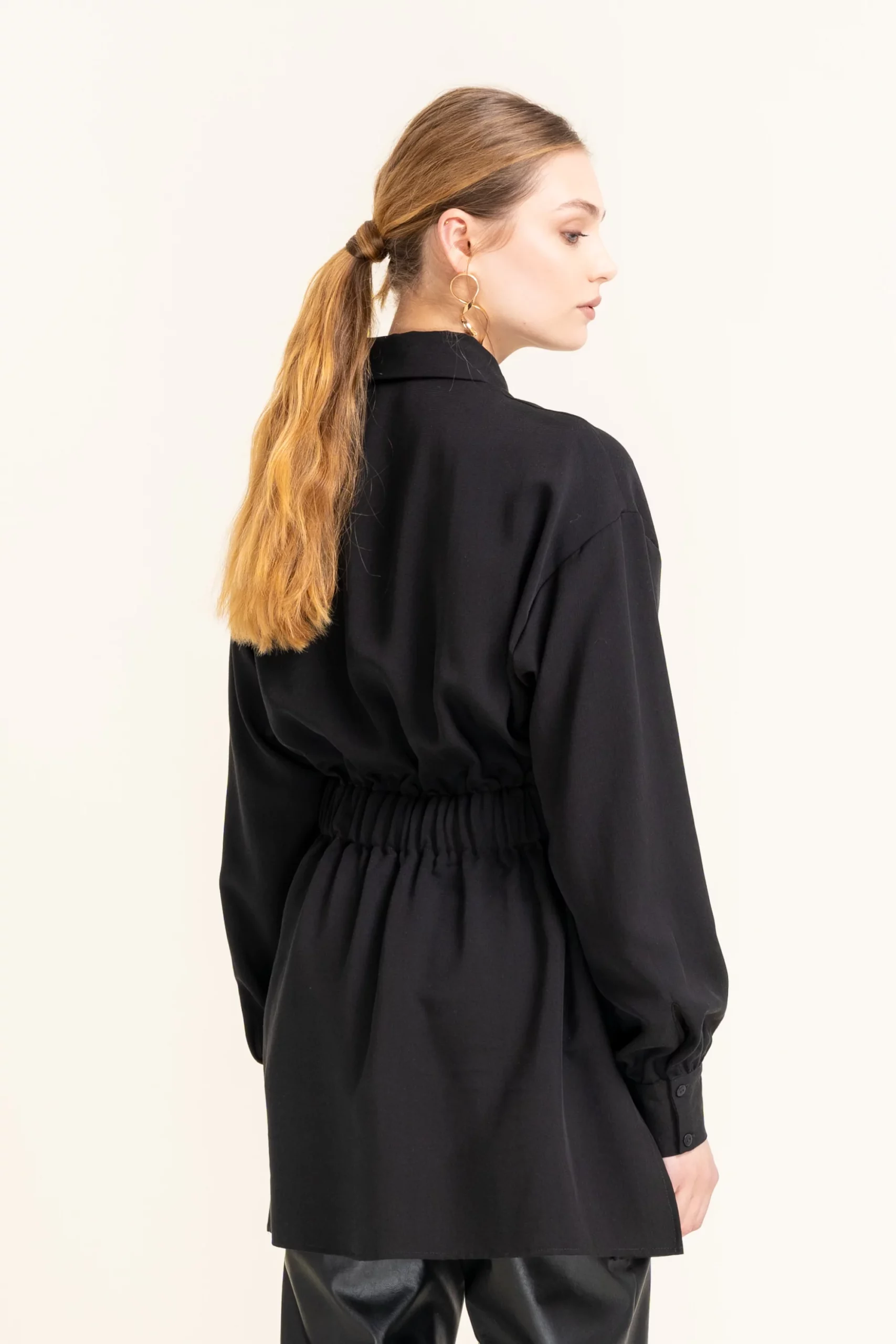 Długa czarna koszula - LORE Cotton Club - obrazek 2