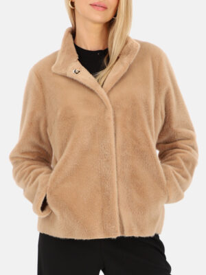 Beżowa kurtka ze sztucznego futerka Madai Rino & Pelle