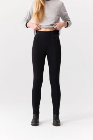 Sportowo wizytowe spodnie typu legginsy czarne Feria