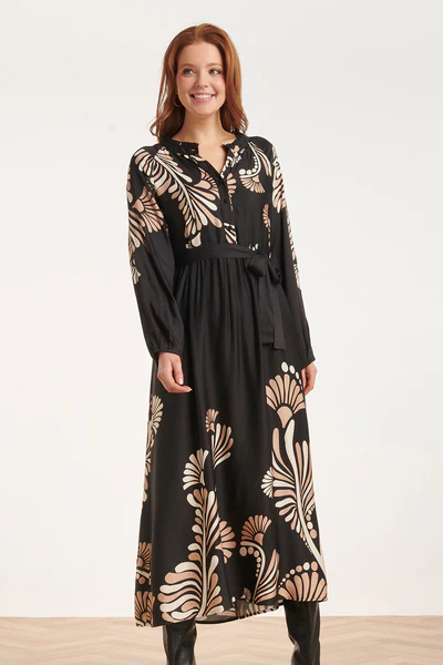 Czarna sukienka maxi motywem roślinnym Smashed Lemon 24532 - obrazek 8