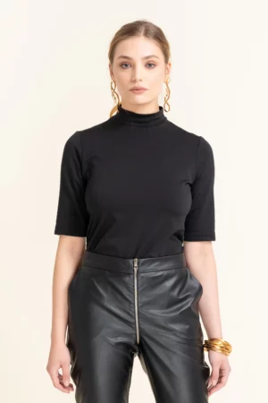 Czarna koszulka z golfem - RON I Cotton Club