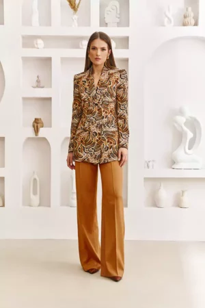 Brązowa marynarka/żakiet we wzory Ezuri