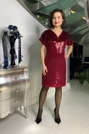 Sukienka Wiktoria Bordo cekiny Midori Feminine Fashion