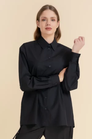 Czarna koszula ze ściągaczami - ERIO Cotton Club