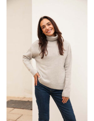 wełniany GOLF LILLY SOFT KNIT popielaty AL-BO