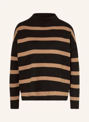 Sweter damski czarny w karmelowe pasy Rino & Pelle