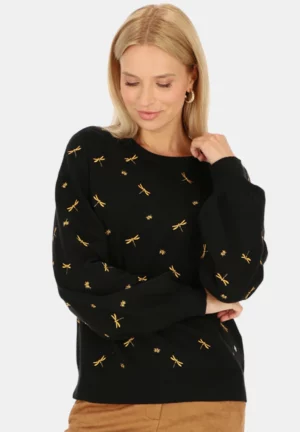 Czarny sweter ze złotym nadrukiem Smashed Lemon 24607