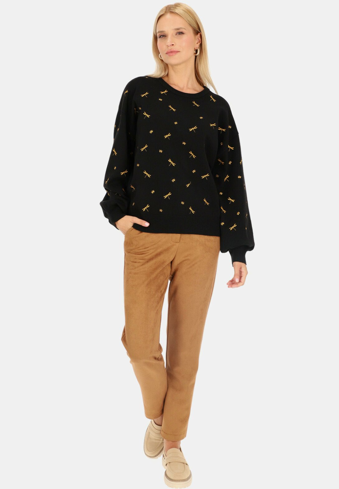 Czarny sweter ze złotym nadrukiem Smashed Lemon 24607 - obrazek 6