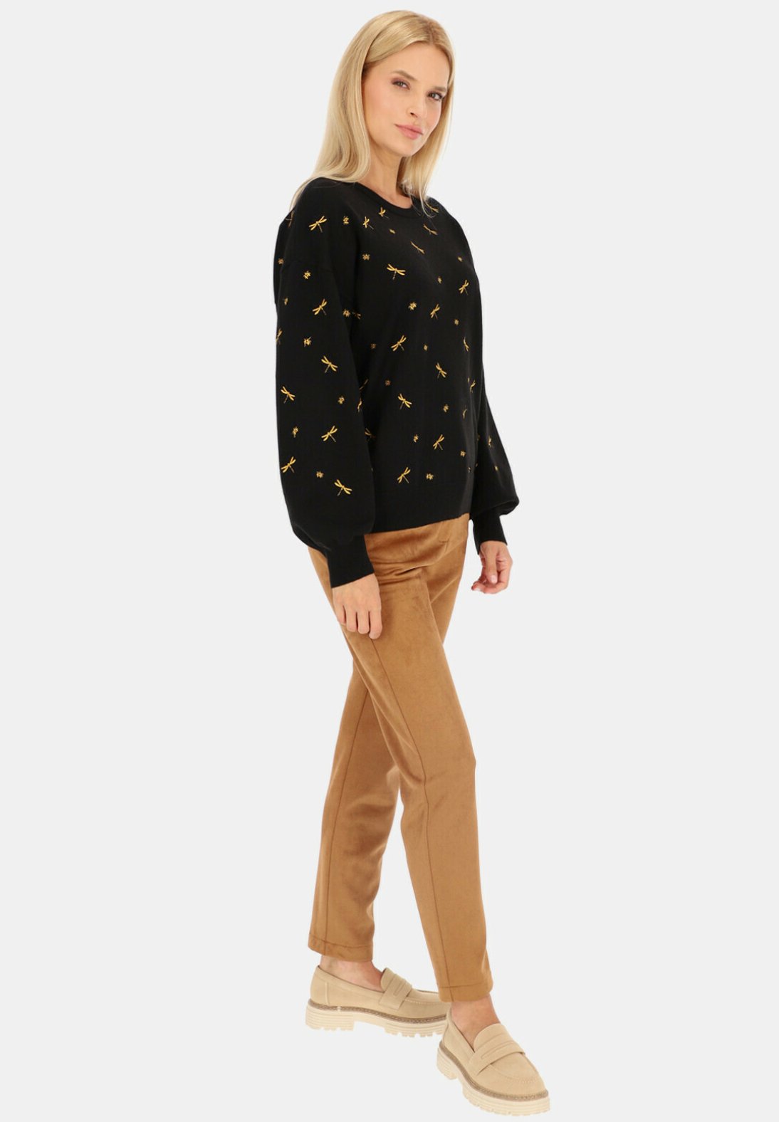 Czarny sweter ze złotym nadrukiem Smashed Lemon 24607 - obrazek 3