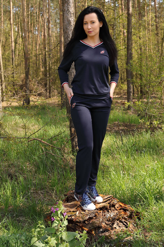 Granatowe Spodnie damskie z dzianiny Samara Top Bis