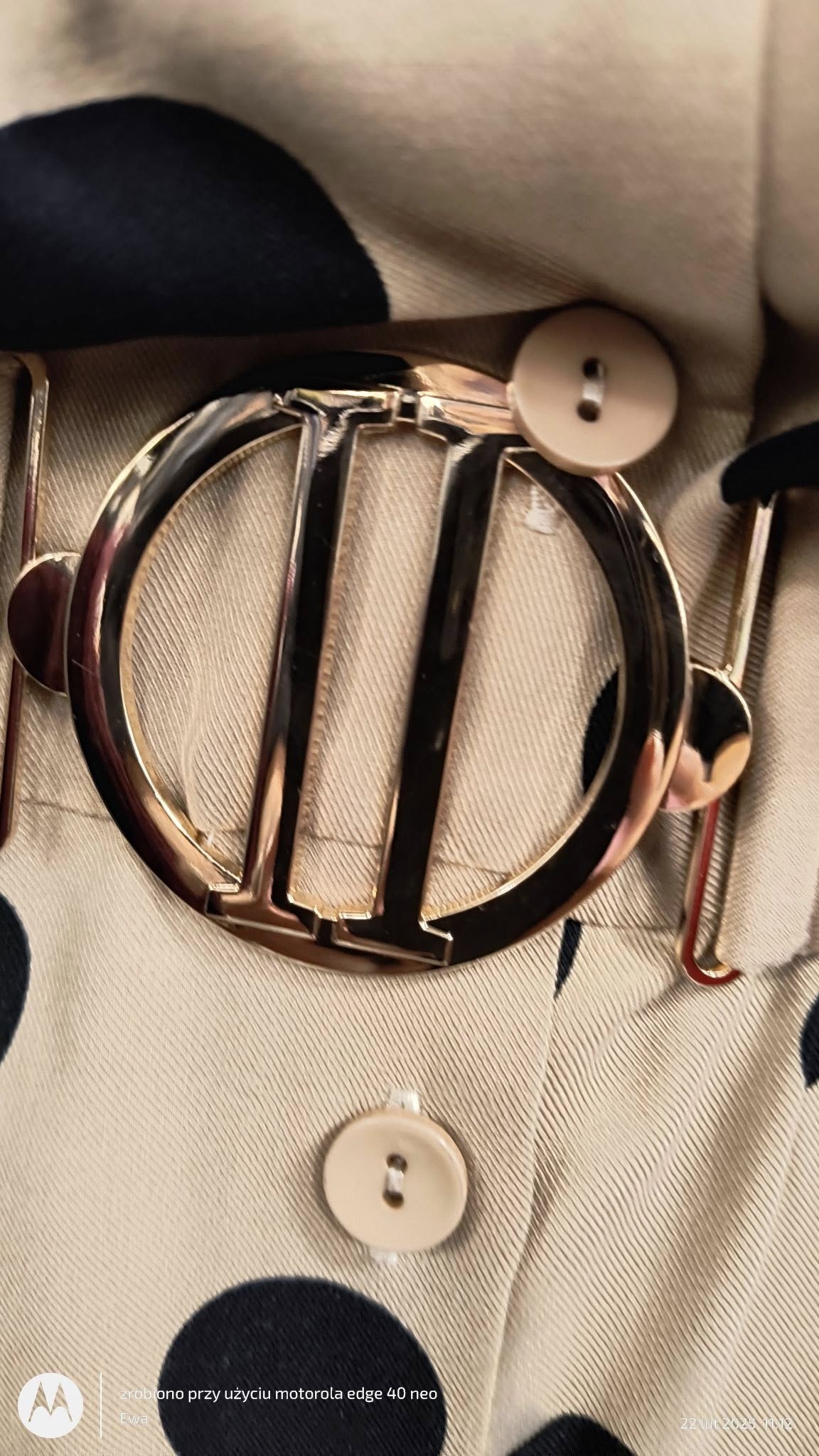 Wiskozowa rozpinana szmizjerka beżowa w czarne grochy Salsa - obrazek 5