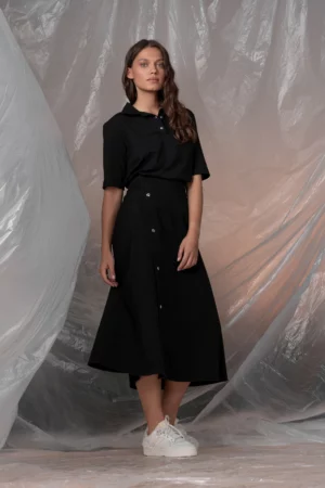 Czarna spódnica z zakładką - FOGA Cotton Club