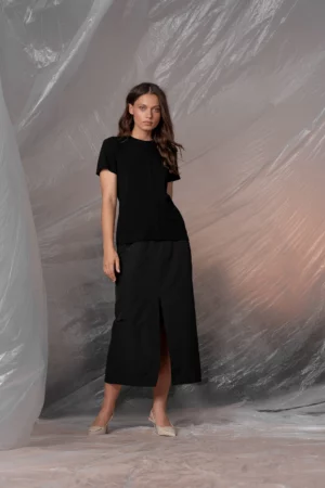 Czarny T-Shirt z przeszyciem - GLOSS Cotton Club