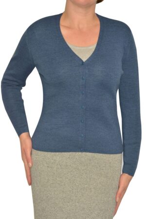 Rozpinany sweter/kamizelka damska 2160911 w kolorze jeans/melanż Olimpia