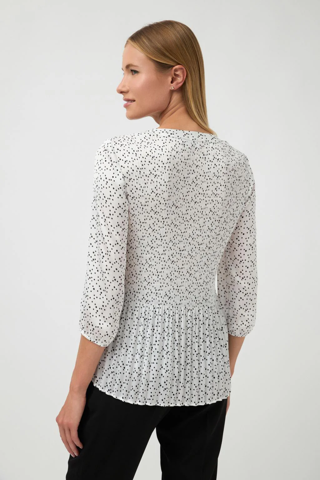 Elegancka bluzka biała w czarne kropki Millor Tinta & Bariloche - obrazek 4