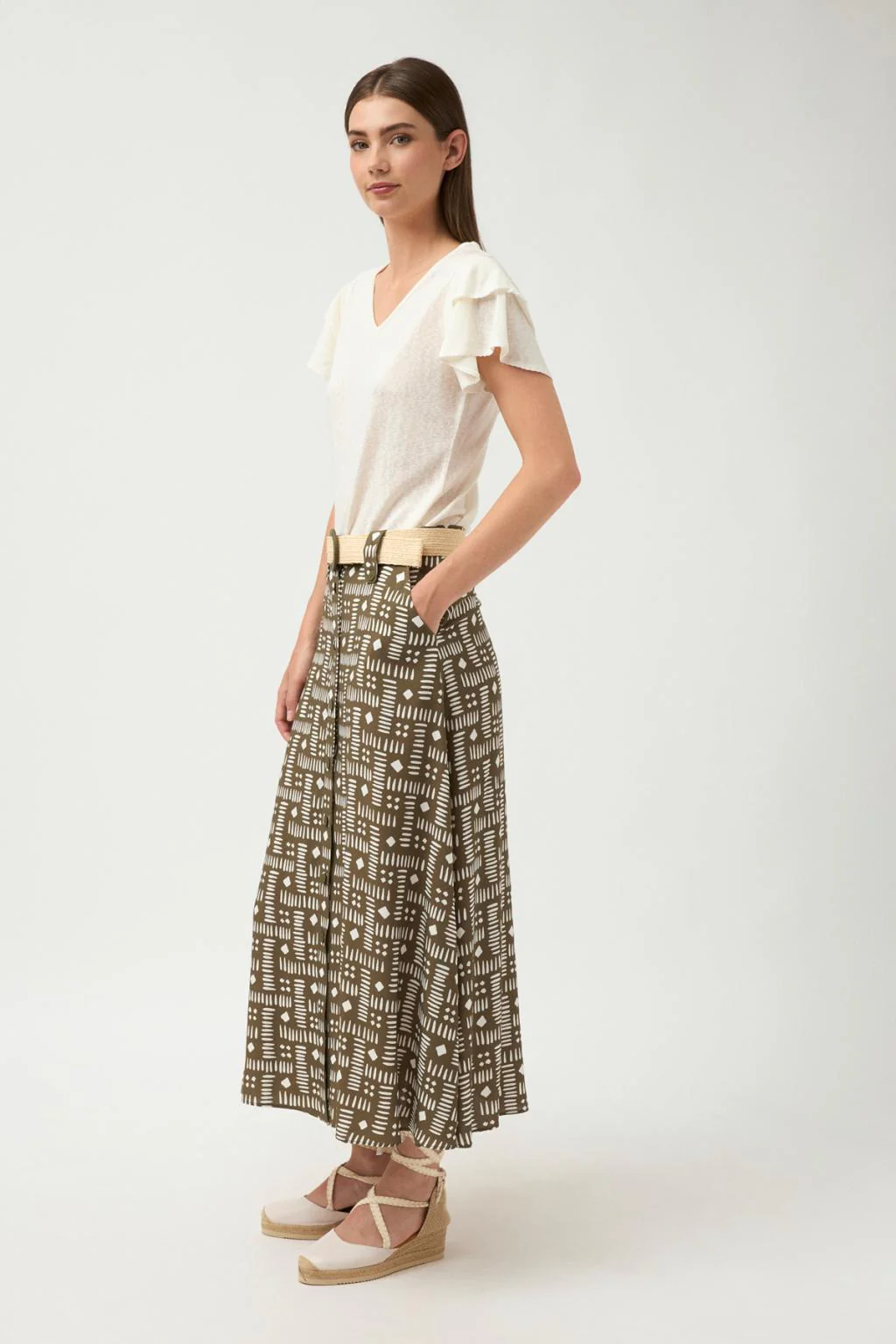 Rozpinana spódnica Batal w kolorze khaki Tinta & Bariloche - obrazek 4