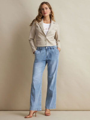 Jeansy damskie z prostą nogawką  Chrissie Red Button