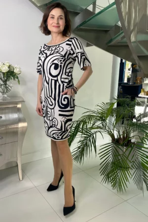 Czarno biała Sukienka Donna Midori feminine fashion