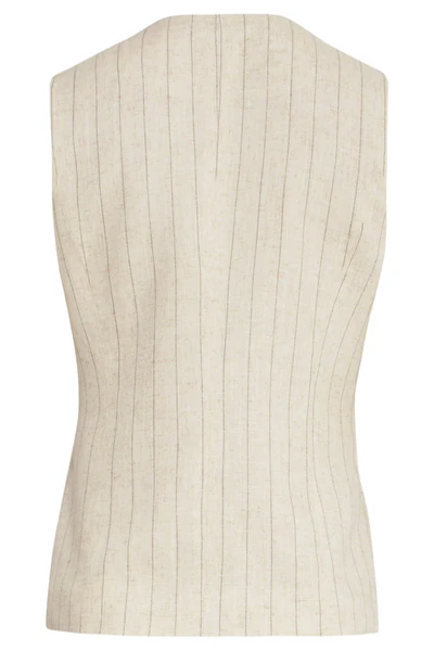 Kamizelka lniana w prążek Piaskowo-czarna Smashed Lemon - obrazek 7