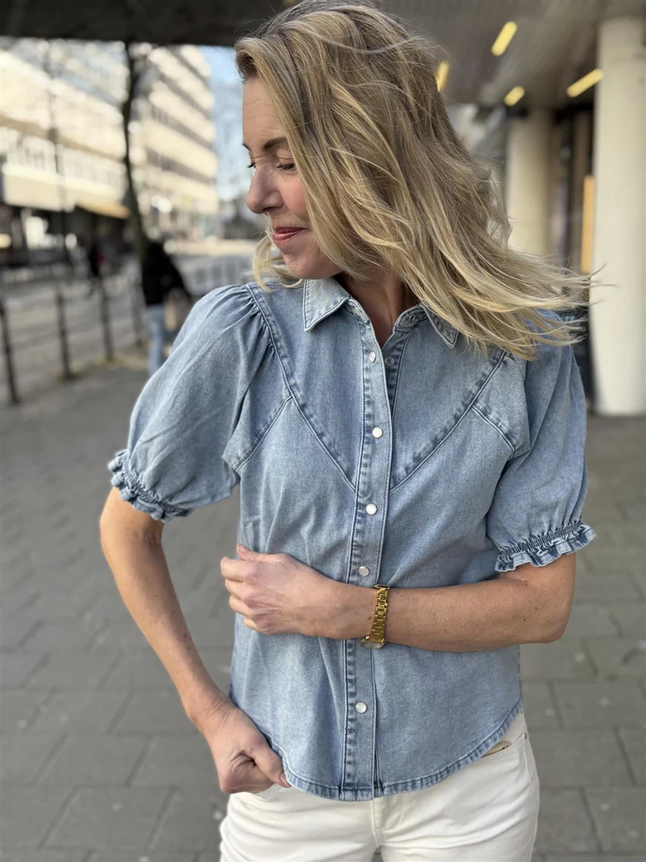 Jeansowa bluzka Victoria Light stone Red Button - obrazek 9