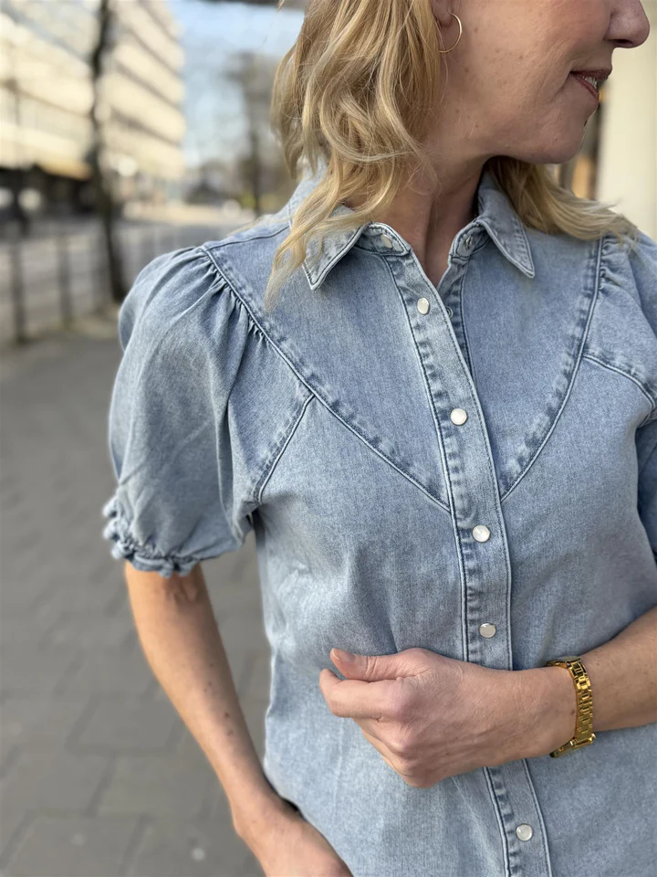 Jeansowa bluzka Victoria Light stone Red Button - obrazek 6