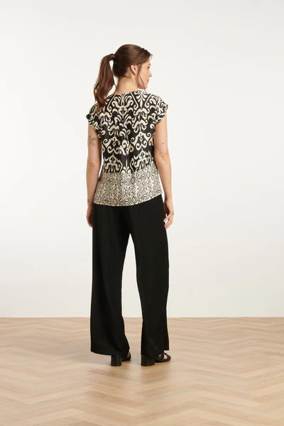 Top z satyny z nadrukiem ornamentowym | Offwhite-Black Smashed lemon - obrazek 6