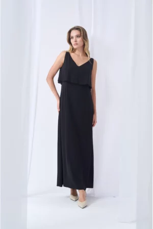 Czarna sukienka z falbaną - TAJA 55B/484/980 Cotton Club