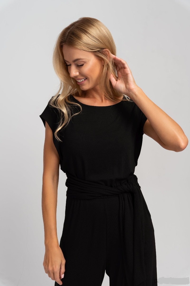 RUNO - czarny dzianinowy kombinezon Cotton Club - obrazek 4