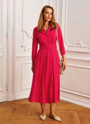 Malinowa Sukienka Szmizjerka Ezuri