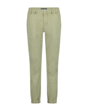 Bawełniane damskie spodnie boyfriend JOY colour summersage Red button szałwiowe SRB4543