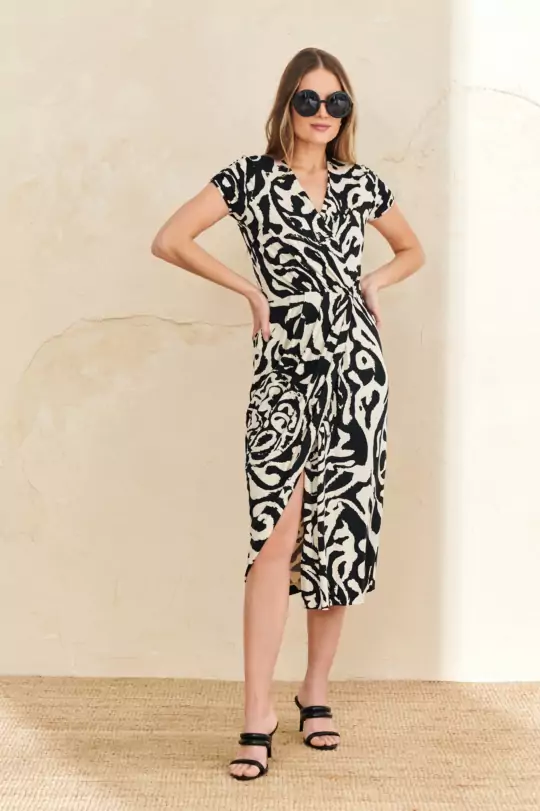 Sukienka z dzianinowej wiskozy we wzory EZURI - obrazek 3