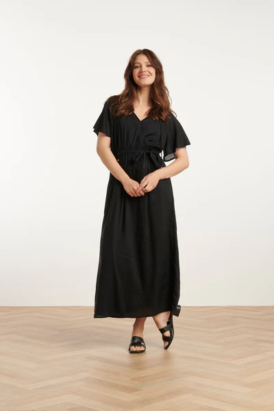 Czarna sukienka midi z wiskozy Smashed Lemon - obrazek 3