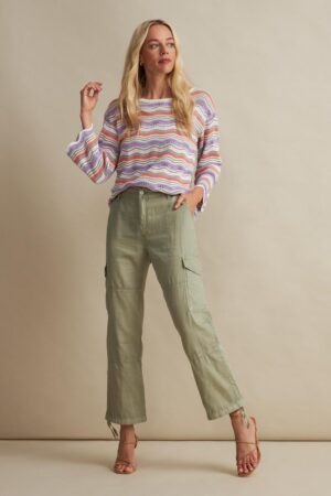 Spodnie damskie Red Button SRB4167 Conny Cargo Cotten/Len Herbaciane ( Tea green)