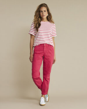 Bluzka Terry stripe short sleeve SRB4528 Red Button