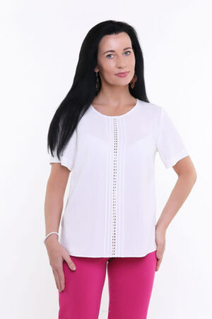 Biała Bluzka z wiskozy i lnu Zumi Top Bis