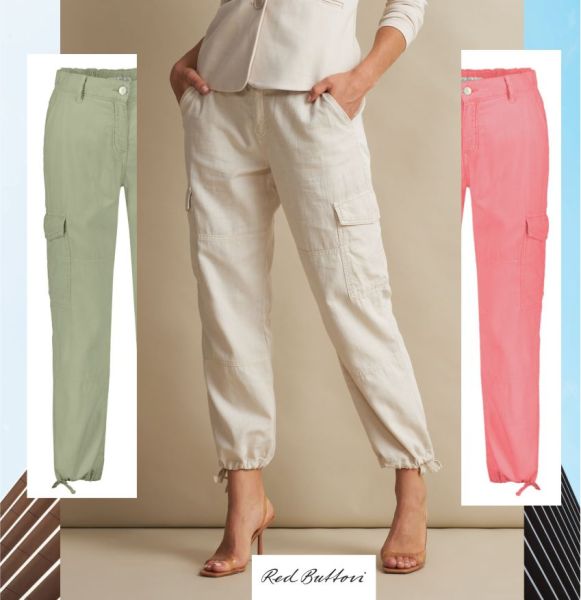 Spodnie damskie Red Button SRB4167 Conny Cargo Cotten/Len granatowe ( Navy) - obrazek 6