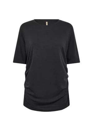 Bluzka z marszczeniami po bokach czarna/grafit SC-FELUCCA 1 Soyaconceot