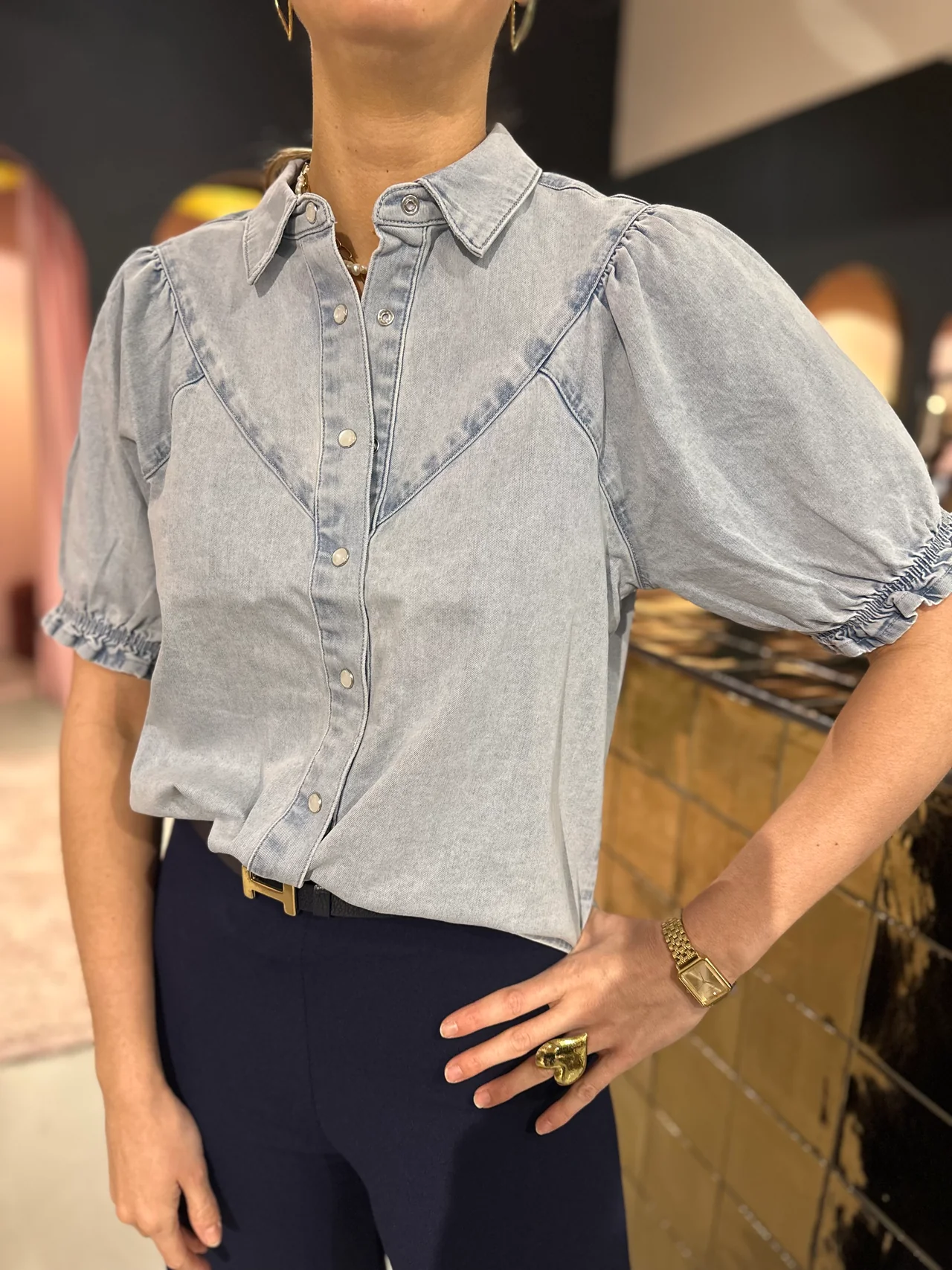 Jeansowa bluzka Victoria bleach SRB4548A Red Button - obrazek 5