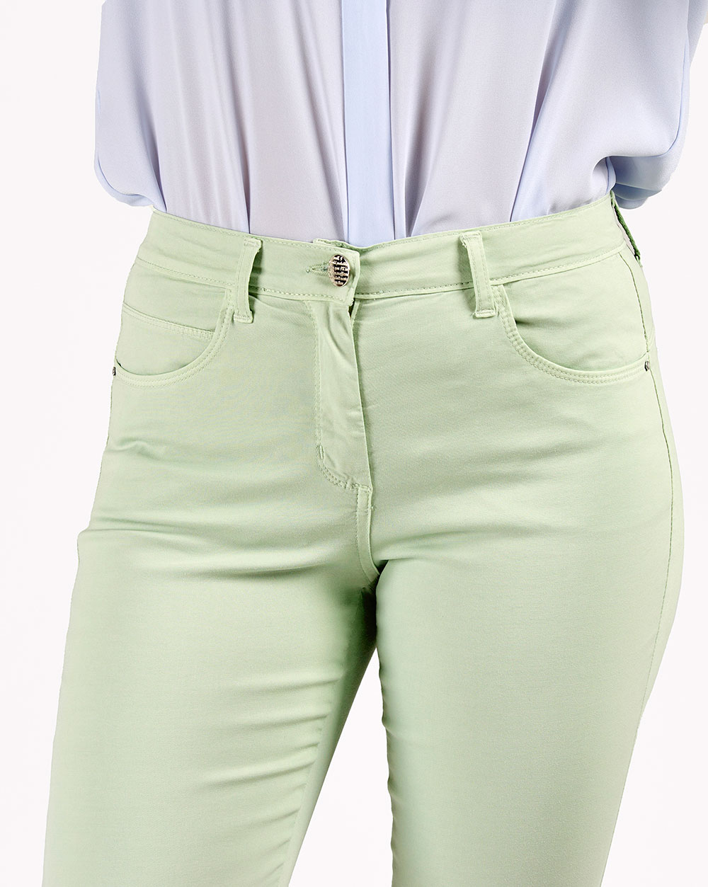 Miętowe spodnie Amanda Lattementa marki East Drive- IBER - obrazek 4